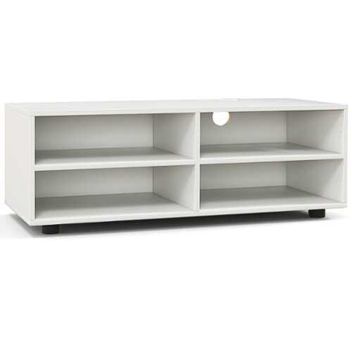 Rent to own Costway - 4-Cubby TV Stand with Storage TV Console Table with Adjustable Shelves Cable Management Hole & Cover for TV up to 40” - White