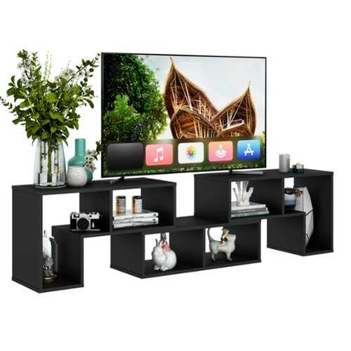 Rent to own Costway - 3 Pieces TV Console Stand Modern Entertainment Center Storage Bookcase Black - Black