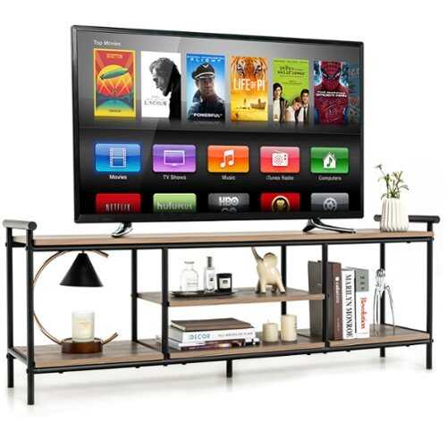 Rent to own Costway - Industrial TV Stand for TV's up to 60'' Media Center Console Table w/ Open Shelf - Natural