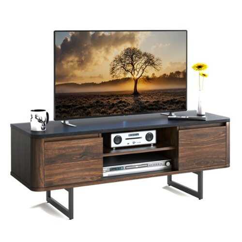 Rent to own Costway - TV Stand Entertainment Media Console w/ 2 Cabinets & Adjustable Shelf - Walnut/Brown