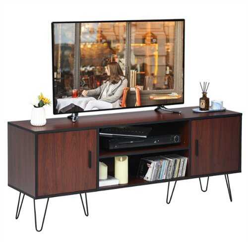 Rent to own Costway - 59'' TV Stand Entertainment Center Media Console Storage Cabinet Shelf - Teak