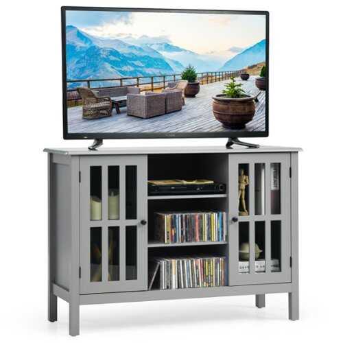 Rent to own Costway - Wood TV Stand Entertainment Media Center Console for TV's up to 50'' Grey - Gray