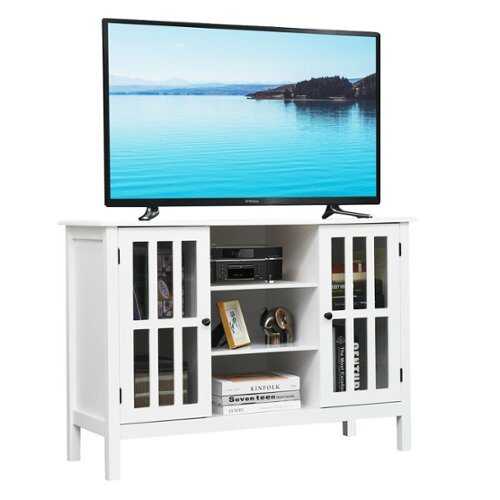 Rent to own Costway - Wood TV Stand Entertainment Media Center Console for TV up to 50'' White - White