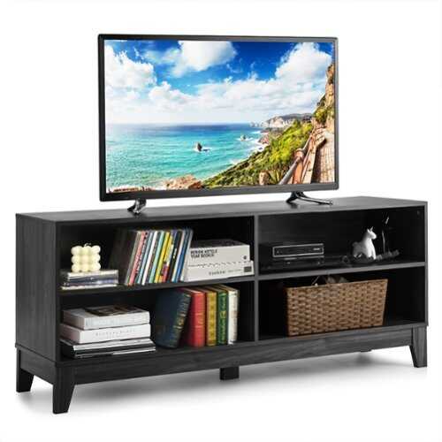 Rent to own Costway - 58'' Modern Wood TV Stand Console Storage Entertainment Media Center Black - Black