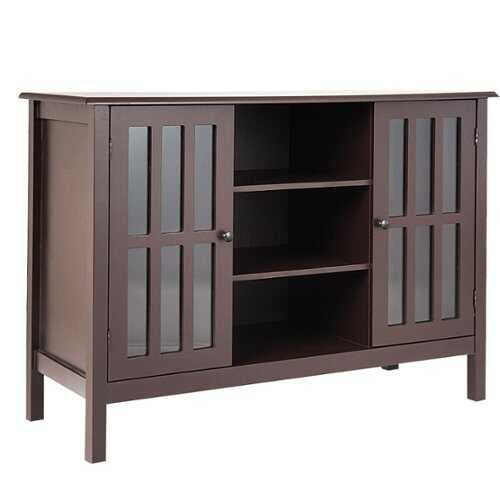 Rent to own Costway - Wood TV Stand Entertainment Media Center Console for TV up to 50'' Brown - Brown