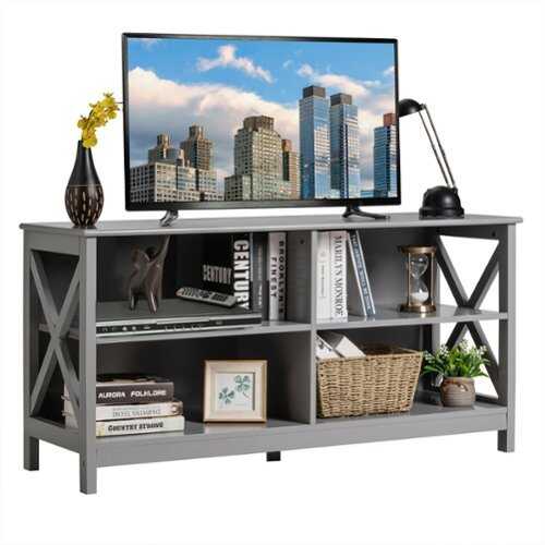 Rent to own Costway - TV Stand Entertainment Media Center for TV's up to 55'' w/ Storage Shelves Gray - Gray