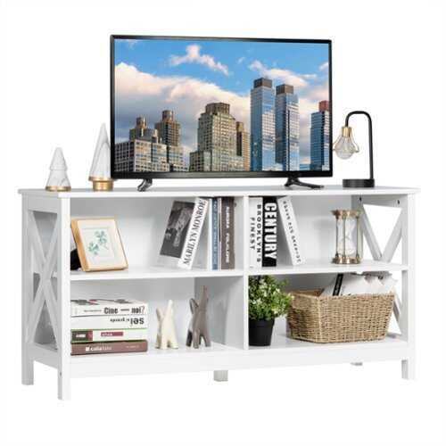 Rent to own Costway - TV Stand Entertainment Media Center for TV's up to 55'' w/ Storage Shelves White - White