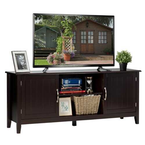 Rent to own Costway - TV Stand Entertainment Media Center for TV's up to 65'' w/Storage Cabinets Brown - Brown