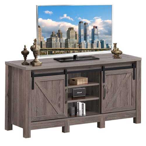 Rent to own Costway - TV Stand Sliding Barn Door Entertainment Center for TV's up to 55'' with Storage - Deep Taupe