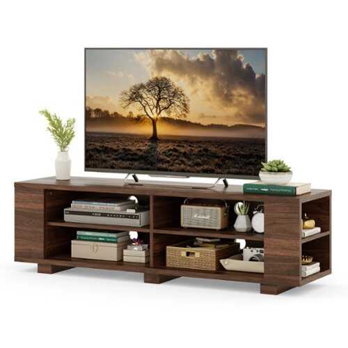 Rent to own Costway - 59'' Wood TV Stand Console Storage Entertainment Media Center w/ Adjustable Shelf Walnut - Walnut