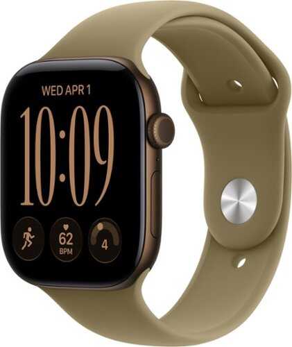 Rent to own Apple Watch Series 12 (GPS + Cellular) 46mm Aluminum Case with Olive Sport Band - M/L - Dark Bronze - (2026)