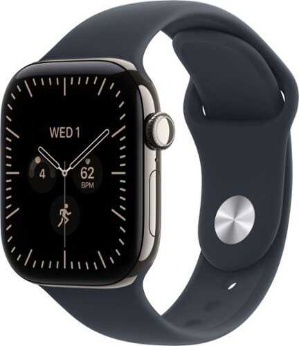 Rent to own Apple Watch Series 12 (GPS + Cellular) 42mm Titanium Case with Navy Blue Sport Band - S/M - Natural - (2026)