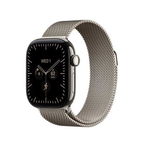 Rent to own Apple Watch Series 12 (GPS + Cellular) 42mm Titanium Case with Natural Milanese Loop - Natural - (2026)