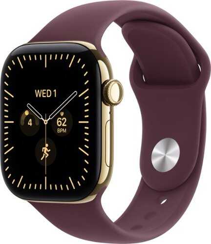 Rent to own Apple Watch Series 12 (GPS + Cellular) 42mm Titanium Case with Burgundy Sport Band - S/M - Radiant Gold (AT&T) - (2026)