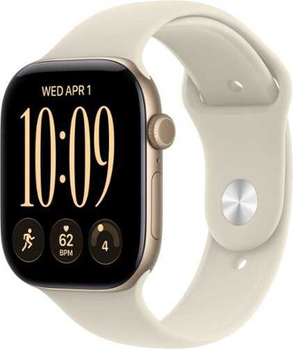Rent to own Apple Watch Series 12 (GPS + Cellular) 46mm Aluminum Case with Sand Sport Band - S/M - Light Gold (Verizon) - (2026)