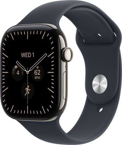 Rent to own Apple Watch Series 12 (GPS + Cellular) 46mm Titanium Case with Navy Blue Sport Band - M/L - Natural (Verizon) - (2026)