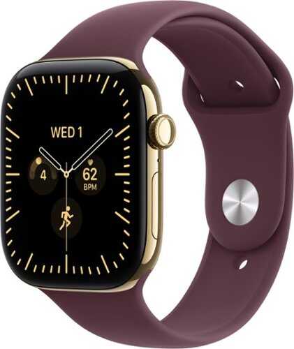 Rent to own Apple Watch Series 12 (GPS + Cellular) 46mm Titanium Case with Burgundy Sport Band - S/M - Radiant Gold (Verizon) - (2026)