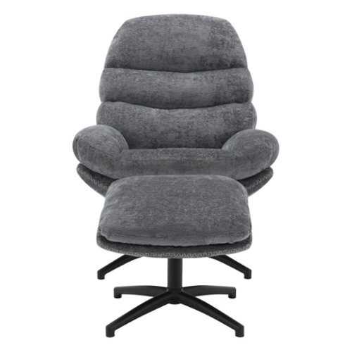 Rent to own OSP Home Furnishings - Kerry Swivel Lounge Chair & Footrest - Grey