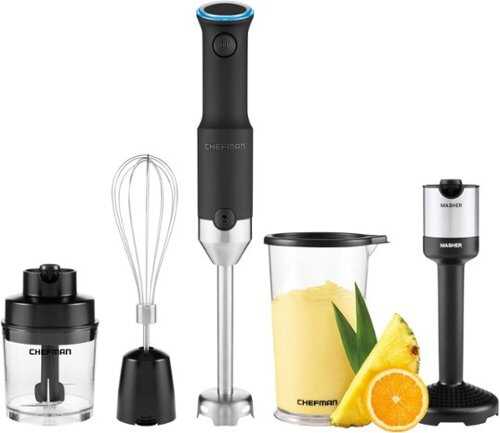 Rent to own Chefman Cordless 5-in-1 Immersion Blender Set, Ice Crushing, Masher, Whisk, Chopper, Stainless Steel - Black