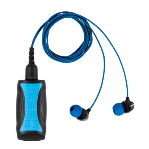 Rent to own H2O Audio - Stream 3 PRO Waterproof MP3 Player, Bluetooth & Surge+ Normal Cord Headphones - Black/Blue