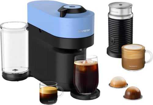 Rent to own De'Longhi - Nespresso Vertuo Pop+ Coffee and Espresso Maker with Aeroccino - Pacific Blue