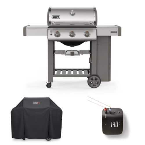Rent to own GENESIS II S310 3-Burner Liquid Propane Gas Grill  with Cover and Weber Connect Bundle - Stainless Steel