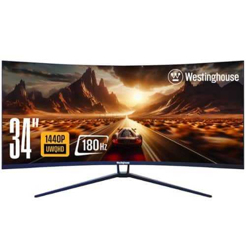 Rent to own Westinghouse - 34" Curved UltraWide QHD GamingMonitor - Black