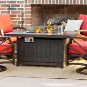 Rent to own Kinger Home 52" Rectangular Firepit Table, Propane Fire Pit Table for Outside Patio - Carob Brown