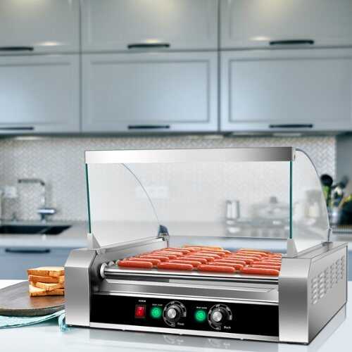 Rent to own Costway Commercial 30 Hot Dog 11 Roller Grill Cooker Machine W/ cover CE - Silver