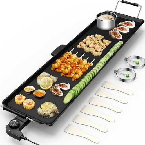 Rent to own Costway - Electric Teppanyaki Table Top Grill Griddle BBQ Barbecue Nonstick Camping - Black