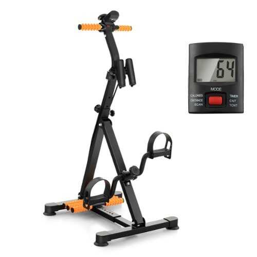 Rent to own Costway - Adjustable LCD Pedal Exercise Bike with Massage Total Body Fitness Rehab Equipment - Black/Orange