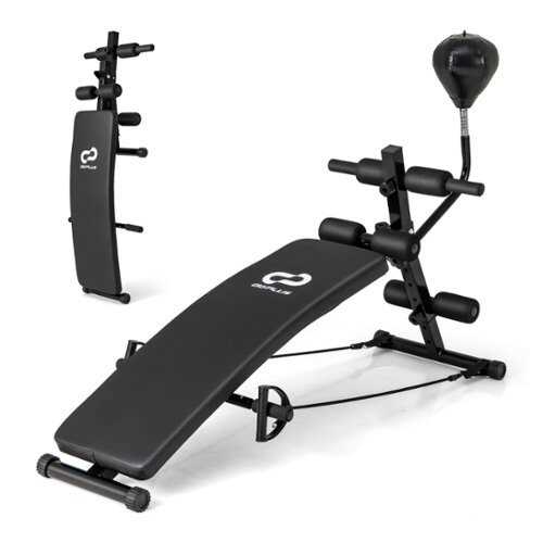 Rent to own Costway - Adjustable Decline Sit-Up Bench for Home Gym with Speed Ball and Resistance Bands - Black