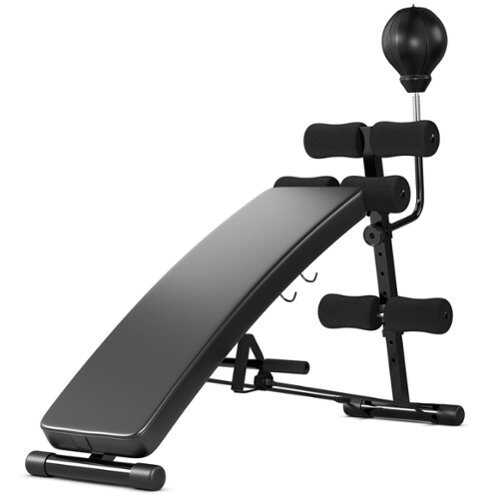 Rent to own Costway - Adjustable Incline Curved Workout Fitness Sit Up Bench with Speed Ball 2 straps - Black