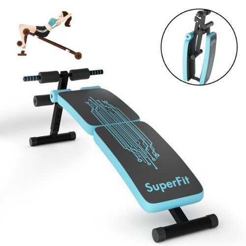 Rent to own Costway - Folding Weight Bench Adjustable Sit-up Board Curved Decline Bench - Blue