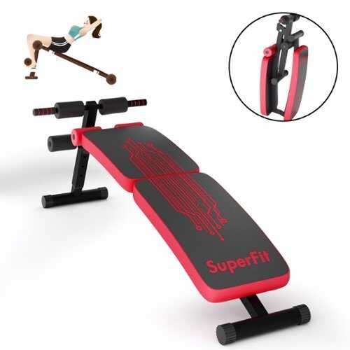 Rent to own Costway - Folding Weight Bench Adjustable Sit-up Board Curved Decline Bench - Red