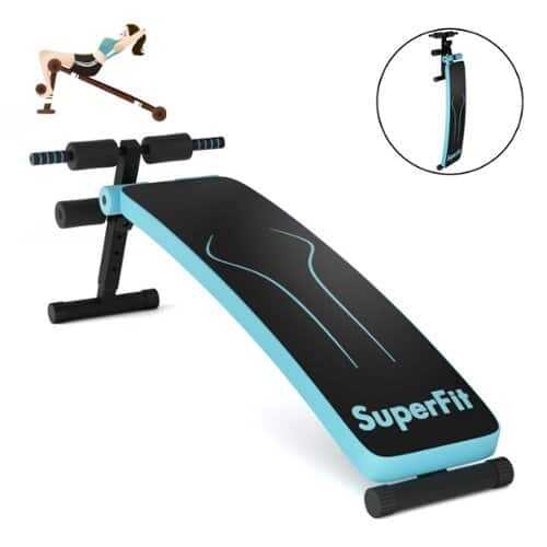 Rent to own Costway - Folding Weight Bench Adjustable Sit-up Board Workout Slant Bench - Blue