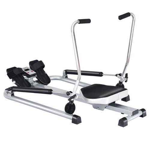 Rent to own Costway - Exercise Rowing Machine Rower with Adjustable Double Hydraulic Resistance Home Gym - Black & Silver