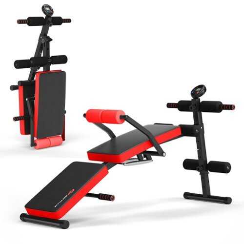 Rent to own Costway - Multi-Functional Foldable Weight Bench Adjustable Sit-up Board with  Monitor - Red