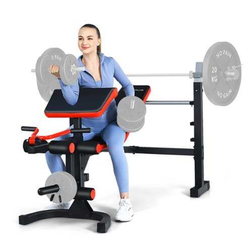 Rent to own Costway - Multi-function Adjustable Olympic Weight Bench with Preacher Curl Home Gym Training - Black/Red