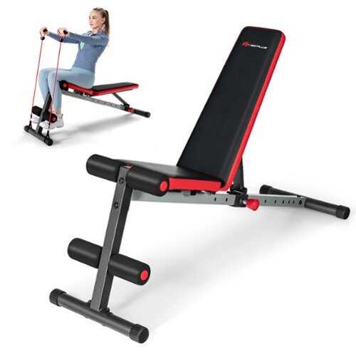 Rent to own Costway - Multi-function Weight Bench with Adjustable Backrest Home Gym Exercise Equipment - Black/Red