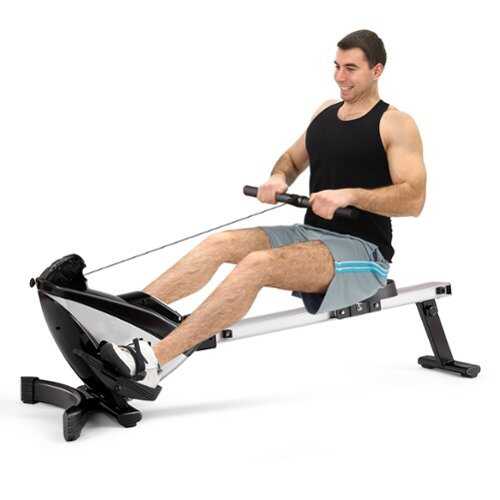 Rent to own Costway - Magnetic Rowing Machine, Folding Rower with LCD Display and Adjustable Resistance, Exercise Cardio Fitness Equipm - Black/Grey