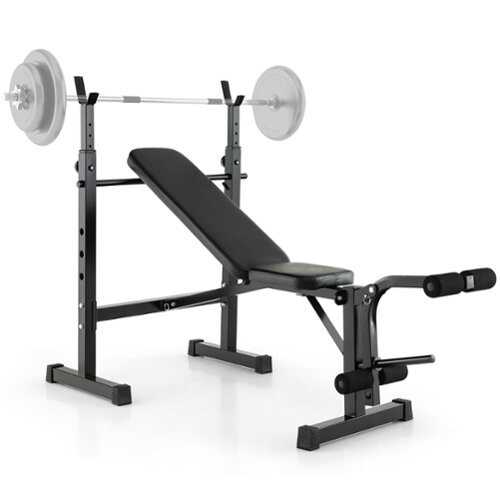 Rent to own Costway - Adjustable Incline Weight Bench Barbell Rack Set with  Leg Developer Fitness Machine - Black