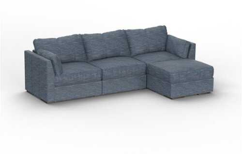 Rent to own Lovesac - 4 Seats + 5 Angled Sides Sactional & Standard Foam - Vintage Blue Rained Chenille