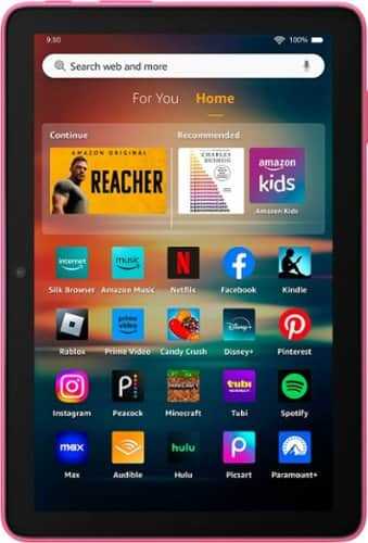 Rent to own Amazon - Fire HD 8 tablet, 8” HD Display, 3GB memory, 32GB,  designed for portable entertainment, Hibiscus, (2024 release) - Hibiscus