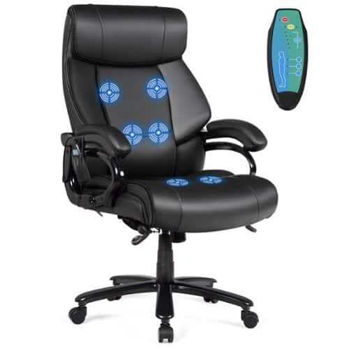 Rent to own Costway Big and Tall Office Chair 500lbs with 6-Point Massage Wide Seat & Padded Armrests - Black