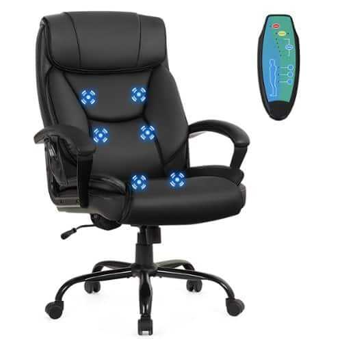 Rent to own Costway Big & Tall 500lb Massage Office Chair E xecutive PU Leather Computer Desk Chair - Black