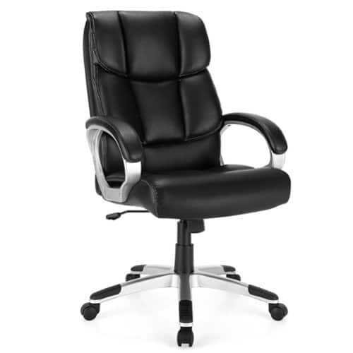 Rent to own Costway Executive High Back Big & Tall Leather Adjustable Computer Desk Chair - Black