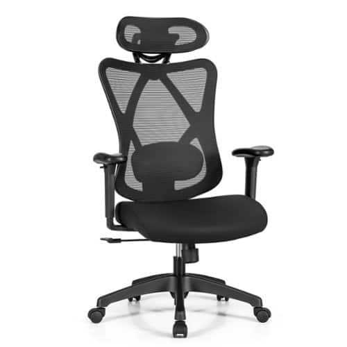 Rent to own Costway Reclining Mesh Office Chair Swivel Chair w/ Adjustable Lumbar Support - Black