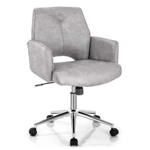 Rent to own Costway Hollow Mid Back Leisure Office Chair Adjustable Task Chair w/Armrest - Gray