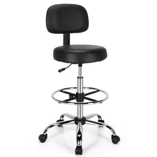 Rent to own Costway Swivel Drafting Chair Tall Office Chair w/ Adjustable Backrest Foot Ring - Black